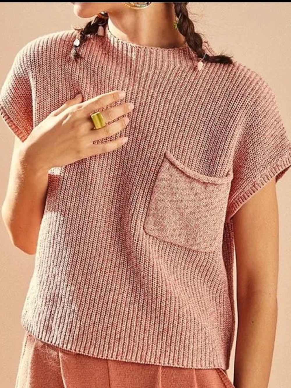 Free People Womens Pink Freya Short Sleeve Sweater